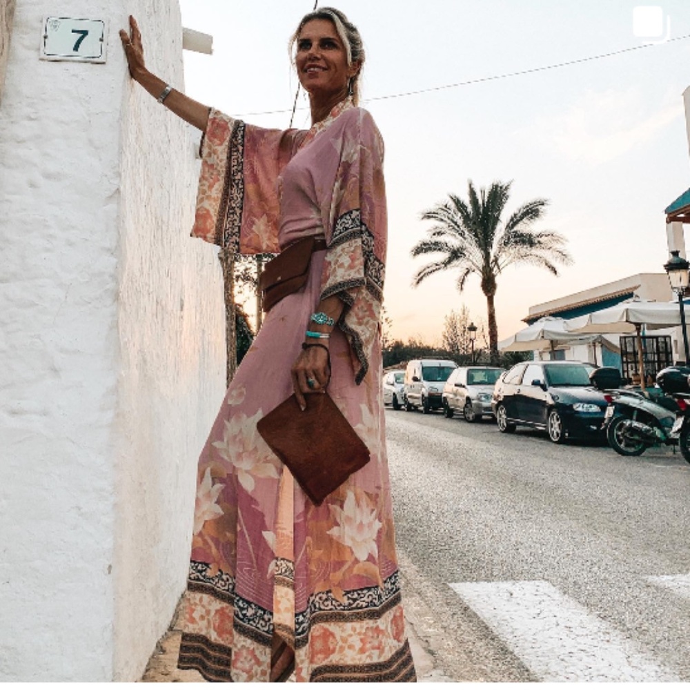 Spell Rose-Pink Floral Boho Maxi Skirt